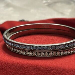 Elegant Silver and Blue Swarovski Crystal Bangle